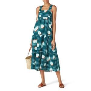 Hunter Bell Poppy Sleeveless Polka Dot Linen Blend Jumper Dress Size S Flawless